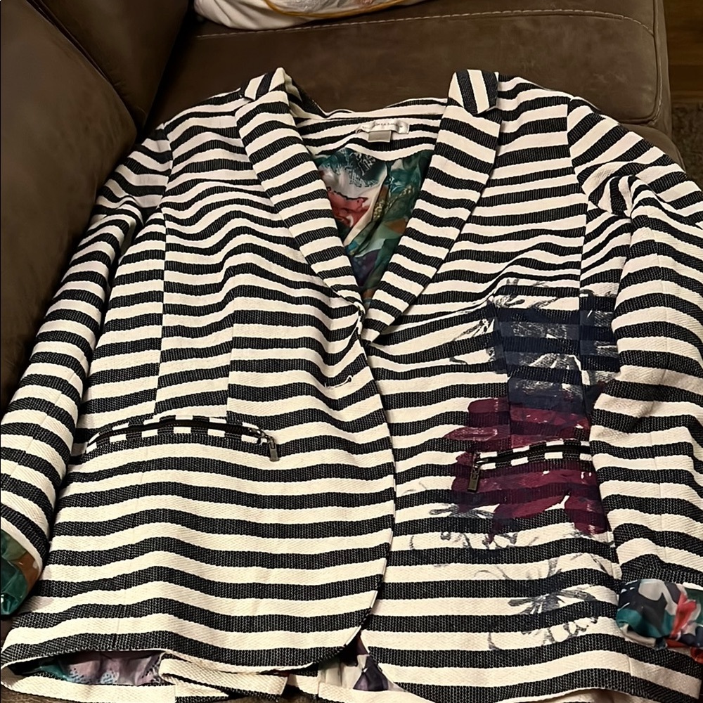 Christopher Banks Striped Blue and White Women's Blazer